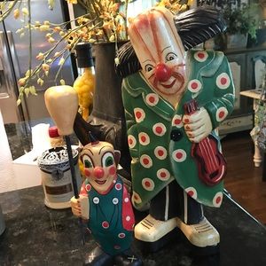 💫💫  1970’s Large Violinist Wooden Clown 🤡 & Bud